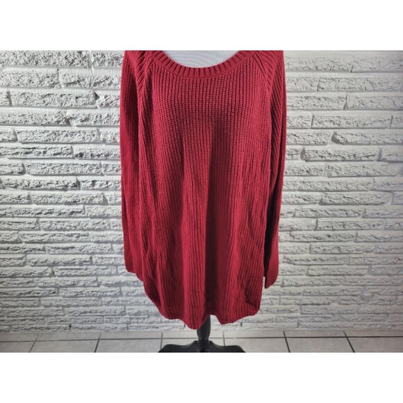 Avenue Womens Sweater 4X Plus Long Sleeve Side Zip Red Cotton Blend SWE111E - Picture 3 of 8